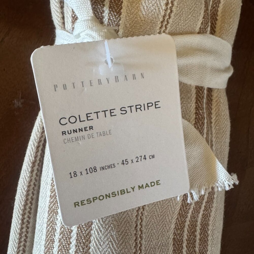 Pottery Barn Colette Stripe Table Runner - New!